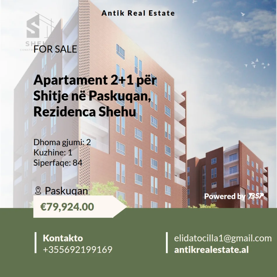 Tirane, shitet apartament 2+1+Ballkon Kati 6, 84 m² 79.924 € 