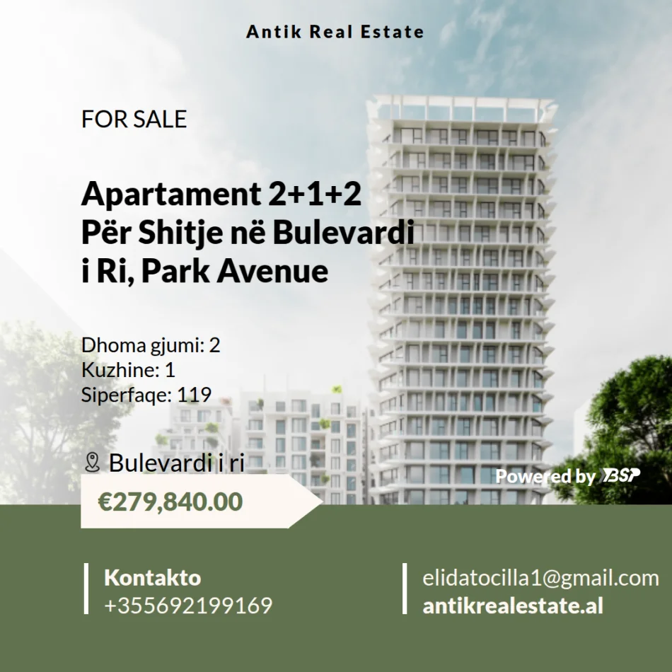 Tirane, shitet apartament 2+1+Ballkon Kati 9, 119 m² 279.840 € 