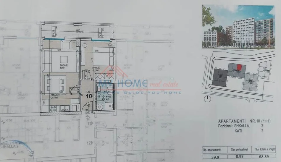 Apartament 1+1 ne shitje tek ASL 2 ne Tirane