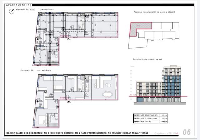 Tirane, shitet apartament 3+1+BLK Kati 1, 150 m² 1.400 Euro/m2 (BULEVARDI I RI)