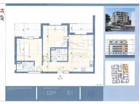 Durres, shitet apartament 2+1 Kati 3, 89 m² 114.900 € (Golem, Durres, AREA42981)