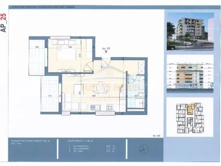 Durres, shitet apartament 1+1 Kati 3, 65 m² 84.000 € (Golem, Durres, AREA42982)