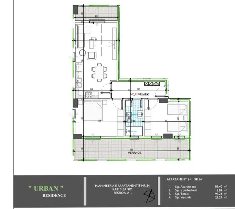 Tirane, shitet apartament 2+1+Ballkon , 95 m² 90.478 € (Unaza e Madhe Paskuqan)