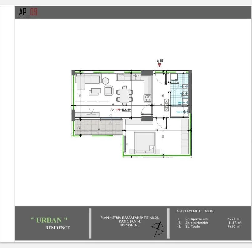Tirane, shitet apartament 1+1+Ballkon Kati 2, 77 m² 73.000 € (Unaza E Madhe Paskuqan)
