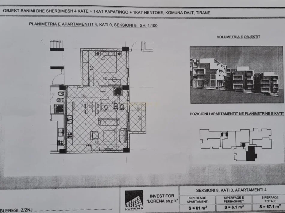 Tirane, shitet apartament 1+1 Kati 0, 61 m² 65.000 € (FRESK)