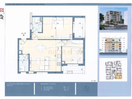 Durres, shitet apartament 2+1 Kati 3, 88 m² 114.400 € (Golem, Durres, AREA42980)