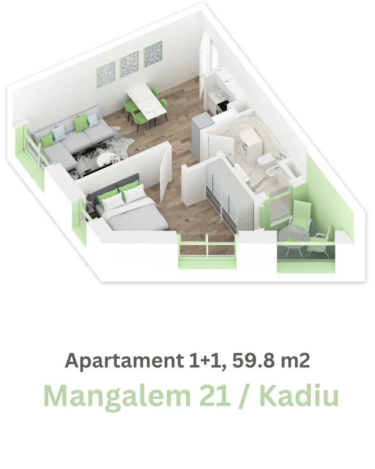 Tirane, shitet apartament 1+1+Ballkon Kati 3, 60 m² 84.000 € (Rruga Pasho Hysa, Ali Dem)