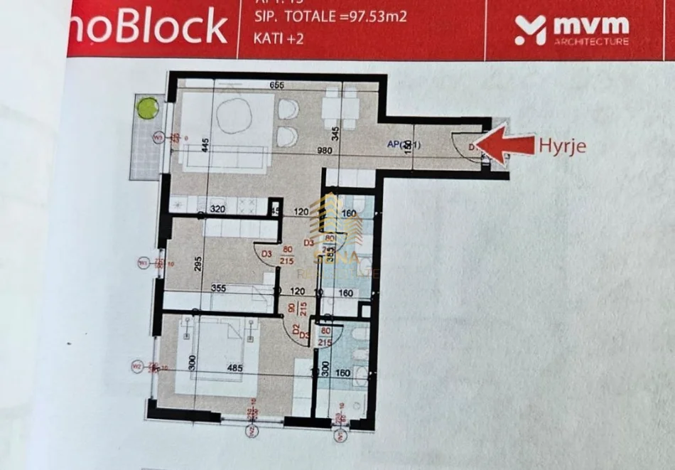 Tirane, shitet apartament 2+1+Ballkon Kati 2, 98 m² 161.000 € (Porcelan, Rezidenca KinoBlock)