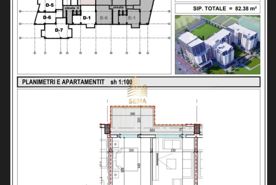 Tirane, shitet apartament 1+1+Ballkon Kati 4, 82 m² 142.000 € (Laprake, Kompleksi E-88)