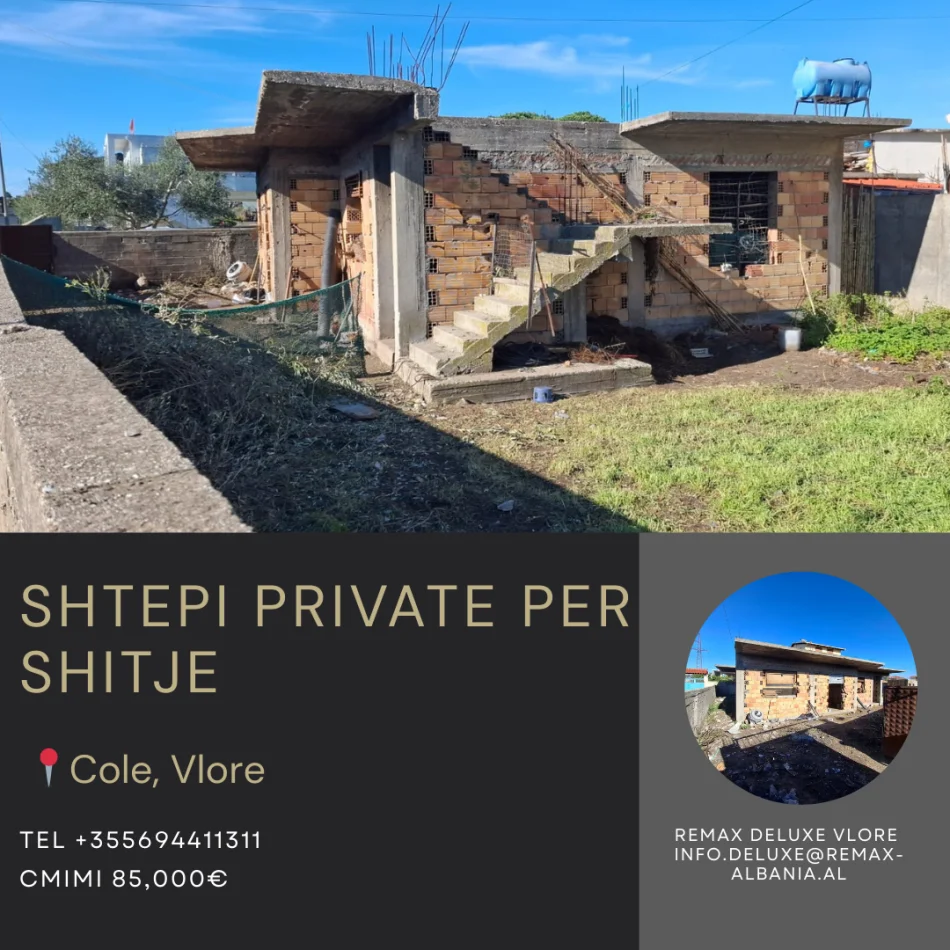 Vlore, shitet shtepi 2+1 Kati 0, 285 m² 85.000 € (Rruga Osman Haxhiu, Cole, Vlorë)