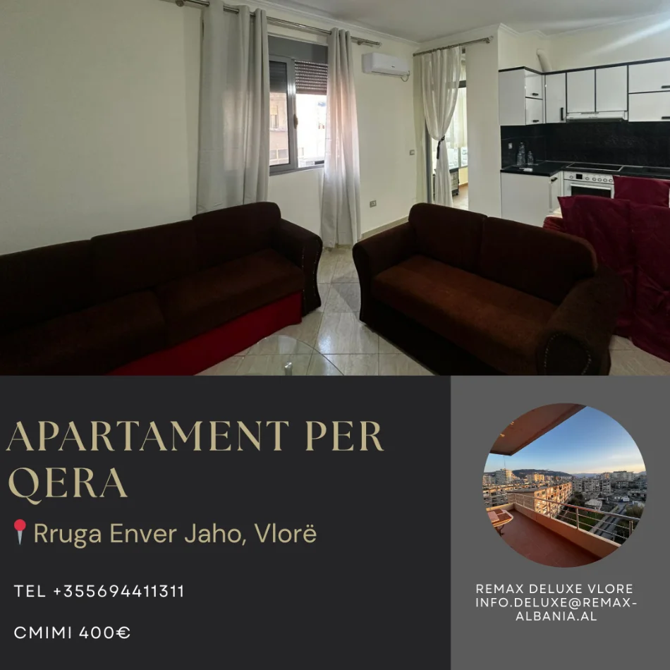 Vlore, jepet me qera apartament 2+1 Kati 5, 92 m² 400 € (Rruga Enver Jaho, Vlore)