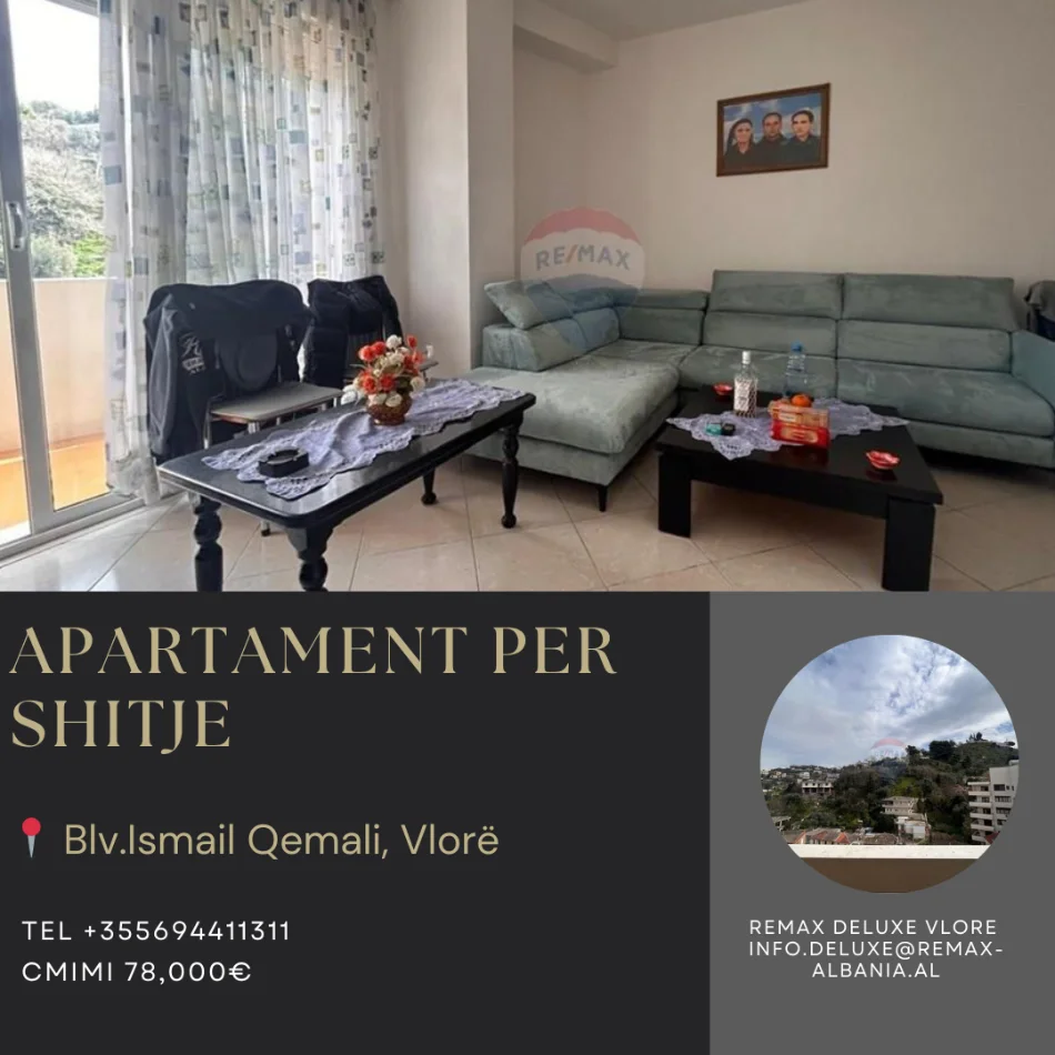 Vlore, shitet apartament 1+1 Kati 7, 50 m² 78.000 € (Blv. Ismail Qmali, Xhamia, Vlore)