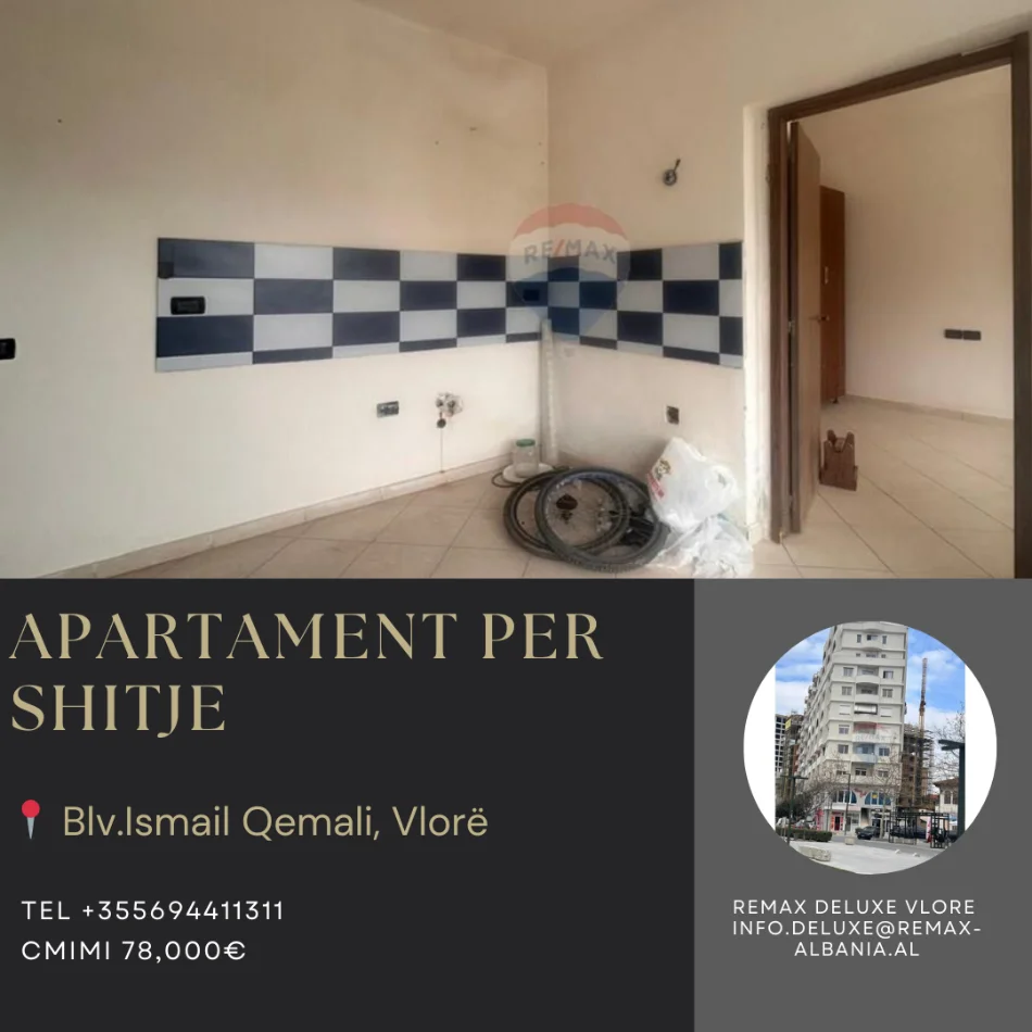 Vlore, shitet apartament 1+1 Kati 7, 50 m² 78.000 € (Blv. Ismail Qmali, Xhamia, Vlore)