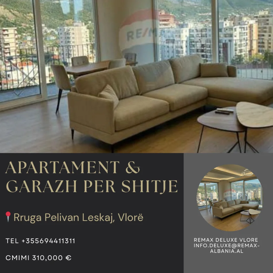 Vlore, shitet apartament 2+1 Kati 8, 121 m² 310.000 € (Rruga Pelivan Leskaj, Vlorë)