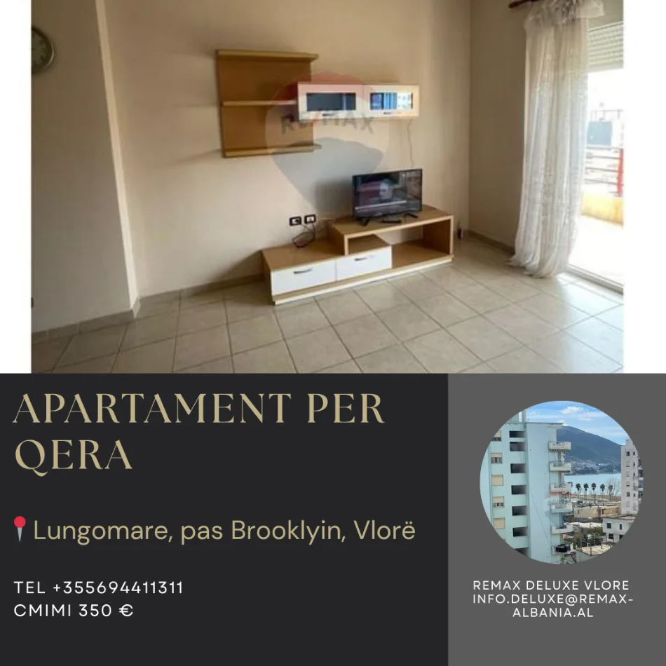 Vlore, jepet me qera apartament 1+1 Kati 6, 65 m² 350 € (Lungomare, Vlorë)