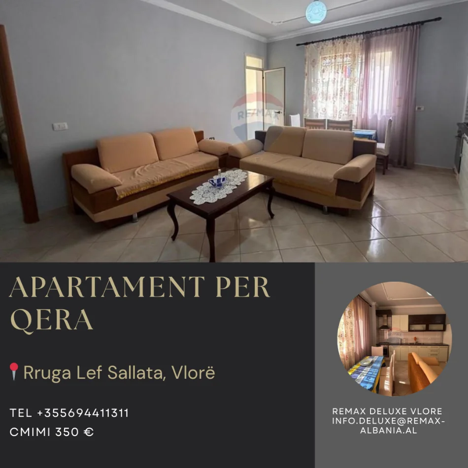 Vlore, jepet me qera apartament 2+1 Kati 4, 100 m² 350 € (Rruga Lef Sallata, pran Shkolles se Muzikes, vlore)