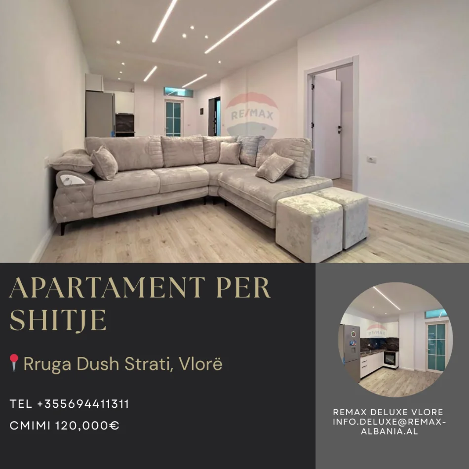 Vlore, shitet apartament 1+1 Kati 9, 78 m² 120.000 € (Rruga Dush Strati, pranë Zjarrfikëses, Vlore)