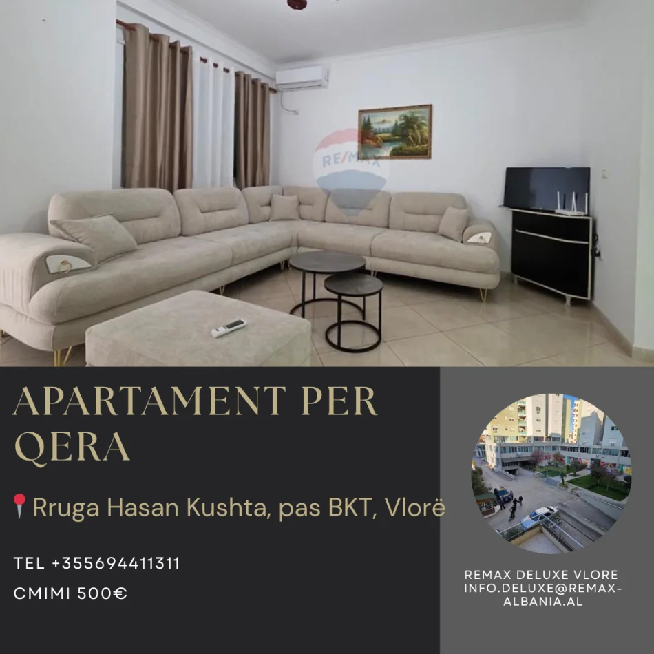 Vlore, jepet me qera apartament 2+1 Kati 3, 120 m² 500 € (Rruga hasan Kushta,Pran BKT bank, Vlore)