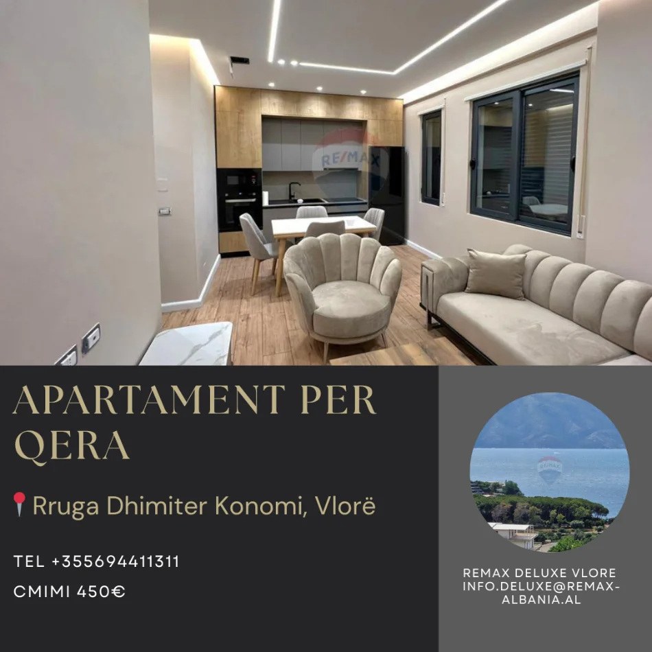 Vlore - Lungomare, shitet apartament 1+1 Kati 3, 60 m² (Rruga Dhimitër Konomi, Vlore)