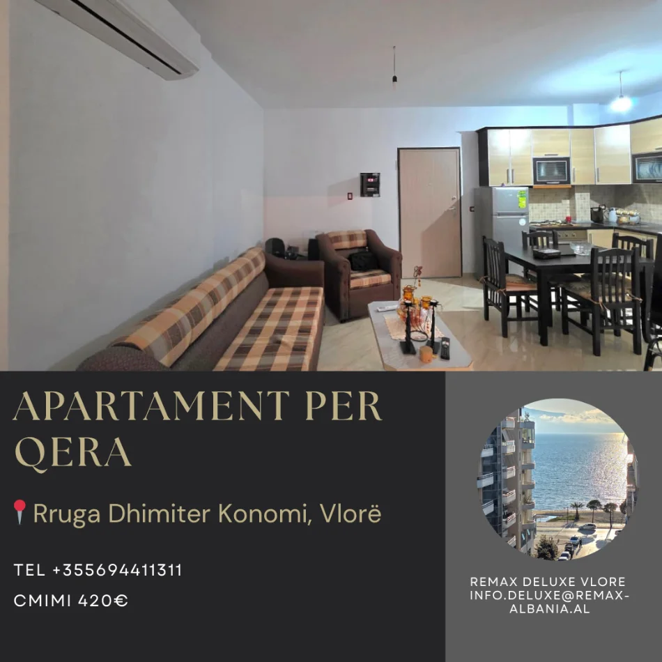 Vlore - Lungomare, jepet me qera apartament 1+1 Kati 6, 72 m² 420 € (Lungomare, pas Bar Hannover, Vlore)