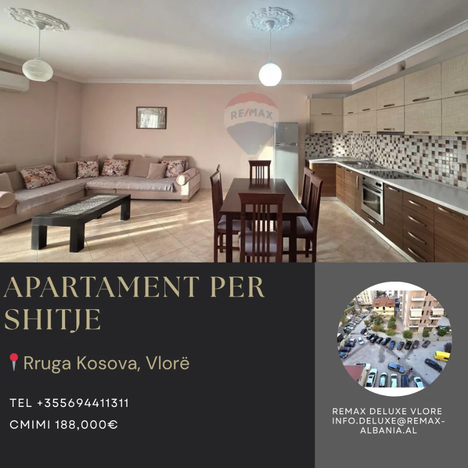 Vlore, shitet apartament 2+1 Kati 6, 104 m² 188.000 € (Rruga Kosova)