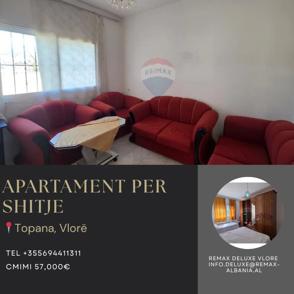 Vlore, shitet apartament 1+1 Kati 2, 64 m² 57.000 € (Topana, Vlore)
