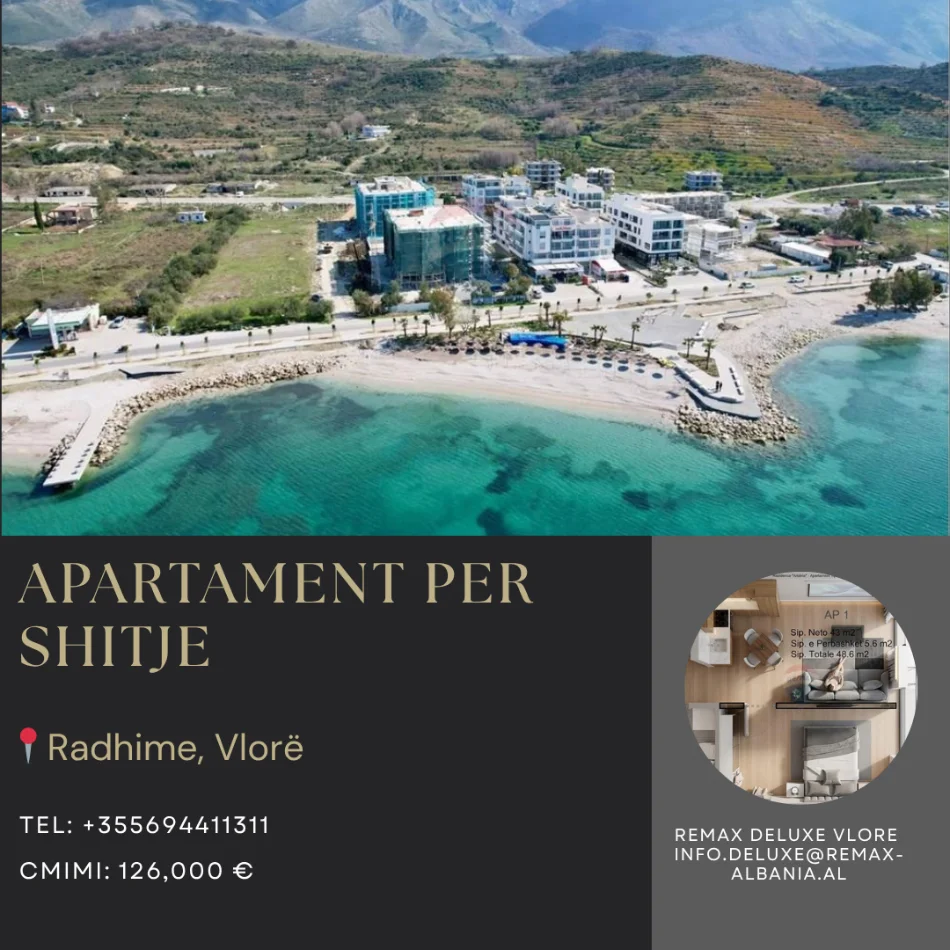 Vlore - Lungomare, shitet apartament 1+1 Kati 5, 48 m² 126.000 € (Radhime, Vlore)