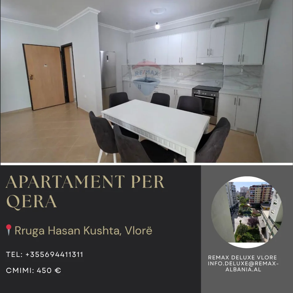 Vlore, jepet me qera apartament 2+1 Kati 6, 120 m² 450 € (Rruga Hasan Kushta, Albano Romina, Vlorë)