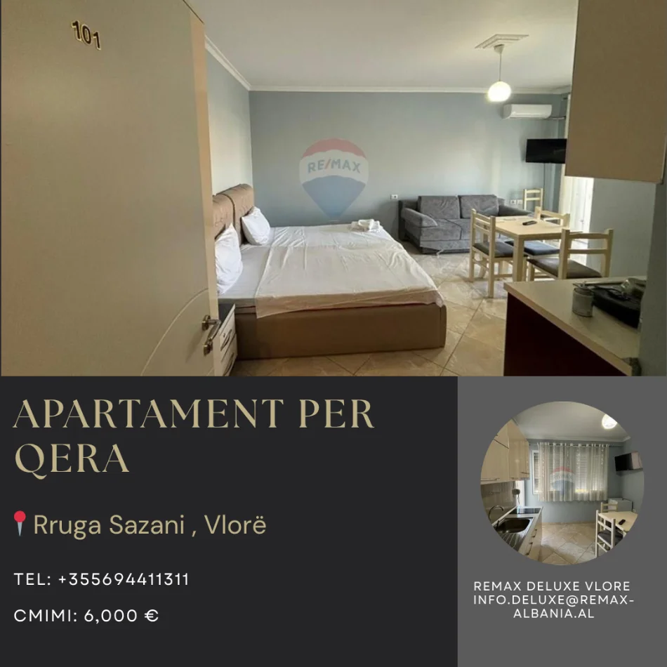 Vlore, jepet me qera apartament 2+1 Kati 2, 65 m² 6.000 € (Rruga Sazani,plazh i vjeter, Vlore)