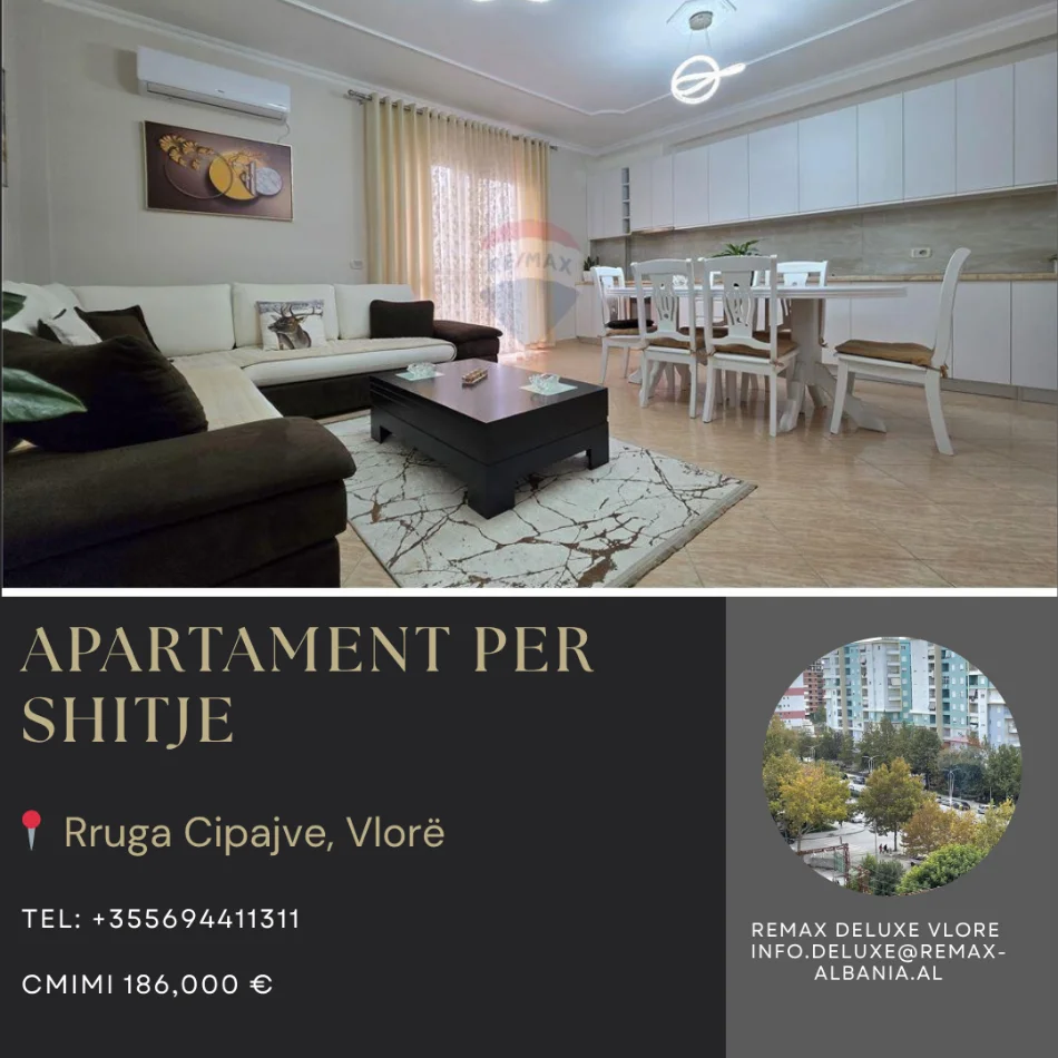 Vlore, shitet apartament 2+1+Ballkon Kati 8, 120 m² 186.000 € (Rruga e Cipajve, Vlore)