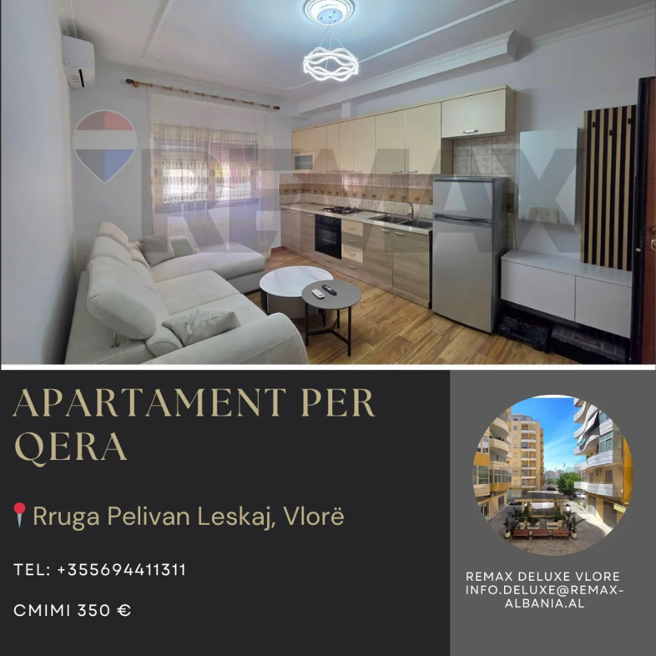 Vlore, jepet me qera apartament 1+1 Kati 2, 60 m² 350 € (Rruga Pelivan Leskaj, Vlorë)