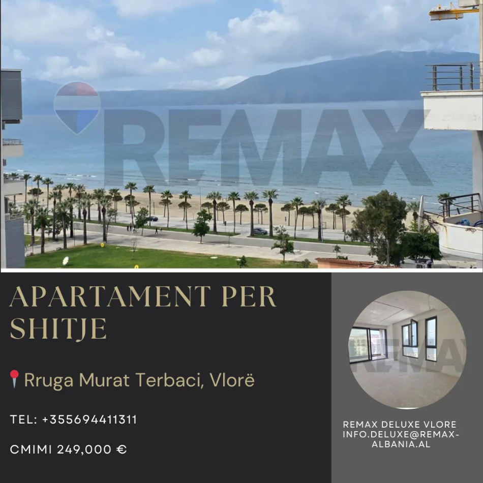 Vlore, shitet apartament 2+1 Kati 9, 112 m² 249.000 € (Rruga Murat Terbaci, pran Shkolles se Marines, Vlore)