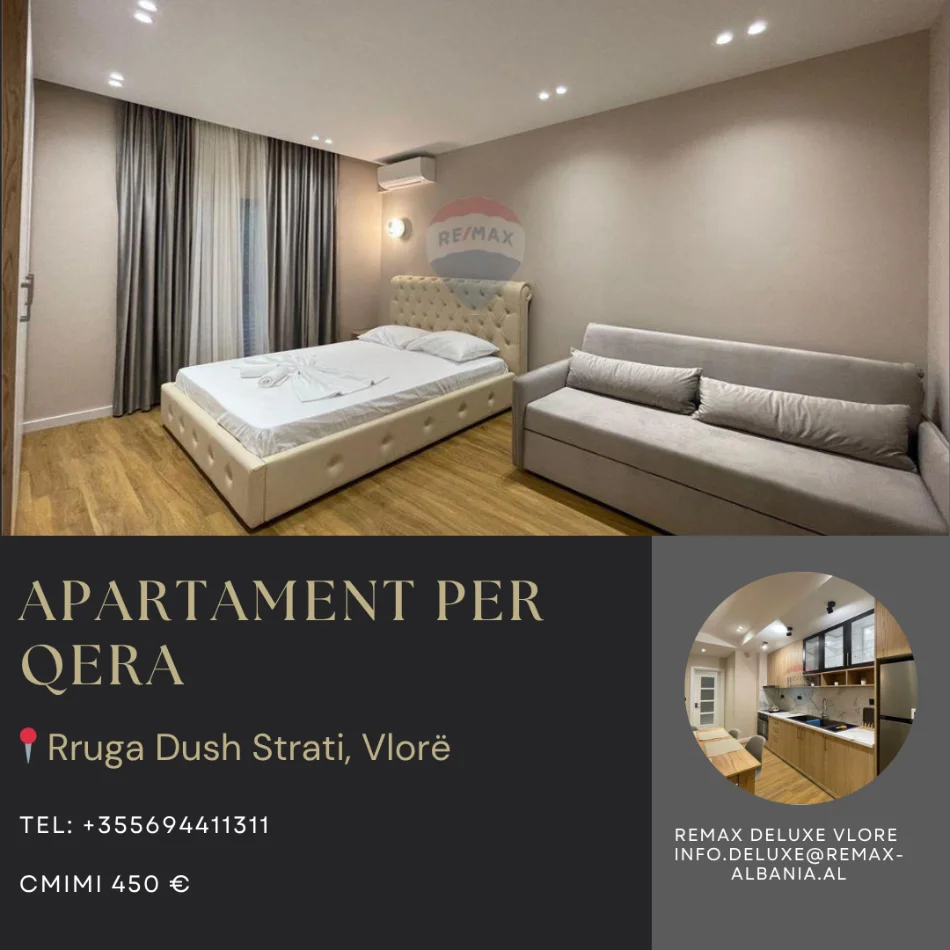 Vlore, jepet me qera apartament 1+1 Kati 3, 70 m² 450 € (Rruga Dush Strati, Vlore)