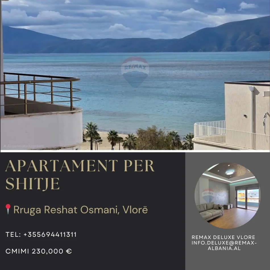 Vlore - Lungomare, shitet apartament 2+1 Kati 9, 98 m² 230.000 € (Rruga Reshat Osmani, Vlore)