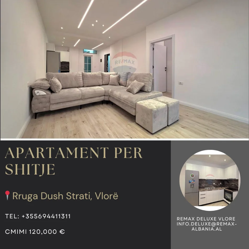 Vlore, shitet apartament 1+1 Kati 9, 78 m² 120.000 € (Rruga Dush Strati, pranë Zjarrfikëses)