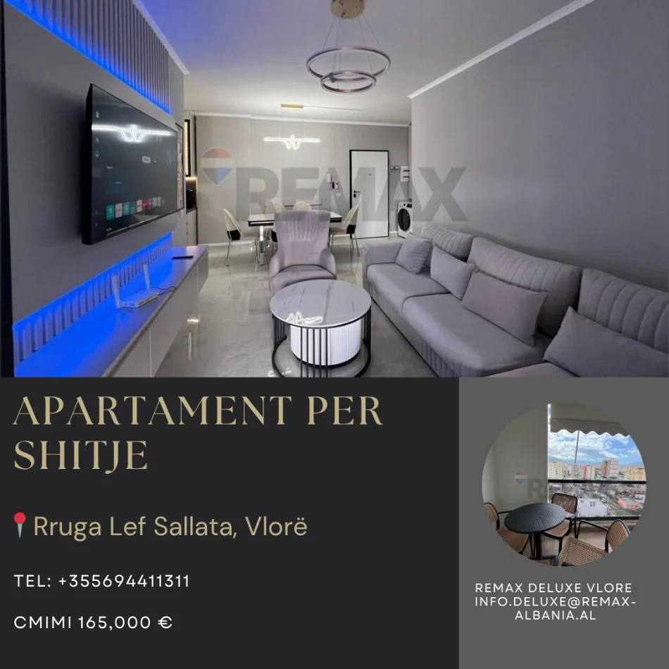 Vlore, shitet apartament 2+1 Kati 8, 93 m² 165.000 € (RRuga Left Sallata, Vlore)