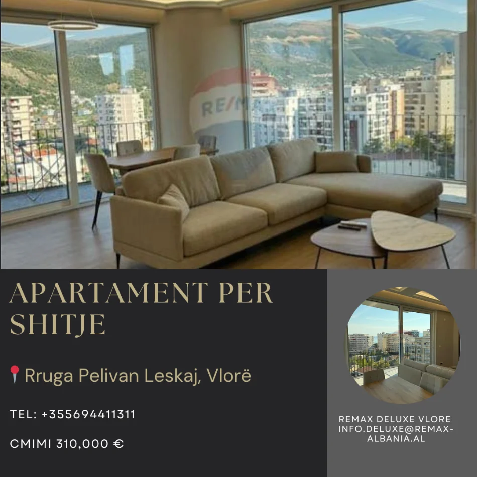 Vlore - Lungomare, shitet apartament 2+1 Kati 8, 121 m² 310.000 € (Rruga Pelivan Leskaj, Vlorë)