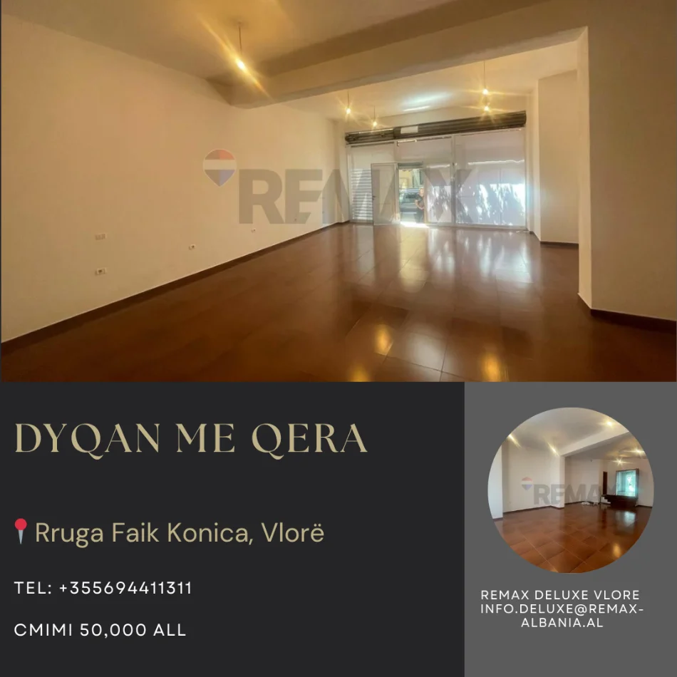 Vlore, jepet me qera dyqan Kati 0, 90 m² (Rruga Faik Konica, Vlorë)