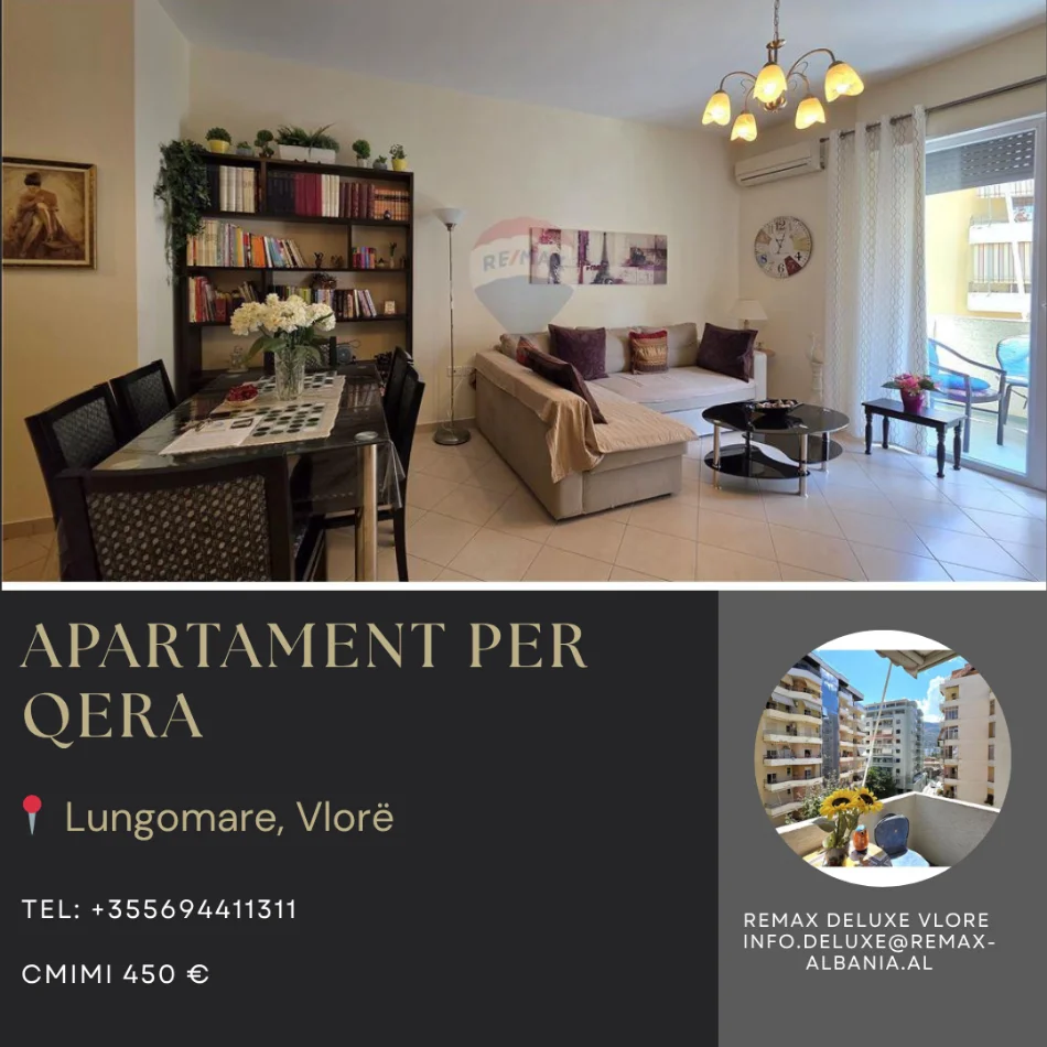 Vlore - Lungomare, jepet me qera apartament 1+1+Ballkon Kati 4, 74 m² 450 € (Rruga Reshat Osmani, Vlore)