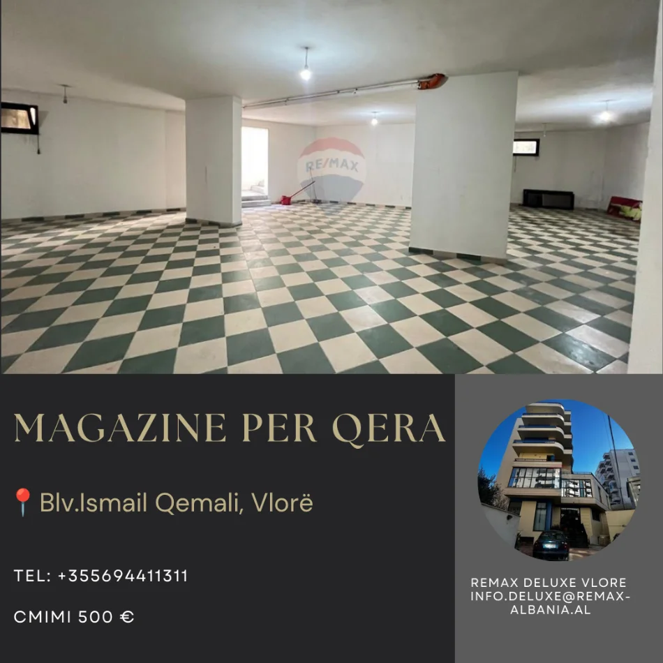 Vlore, jepet me qera magazine Kati -1, 247 m² 500 € (Blv. Ismail Qmali, Ambulanca, Vlore)