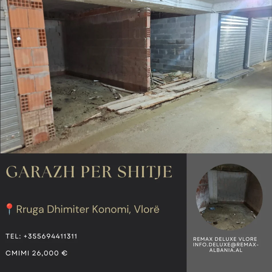 Vlore - Lungomare, shitet garazh | post parkimi Kati -1, 15 m² (Rruga Dhimitër Konomi, Vlore)