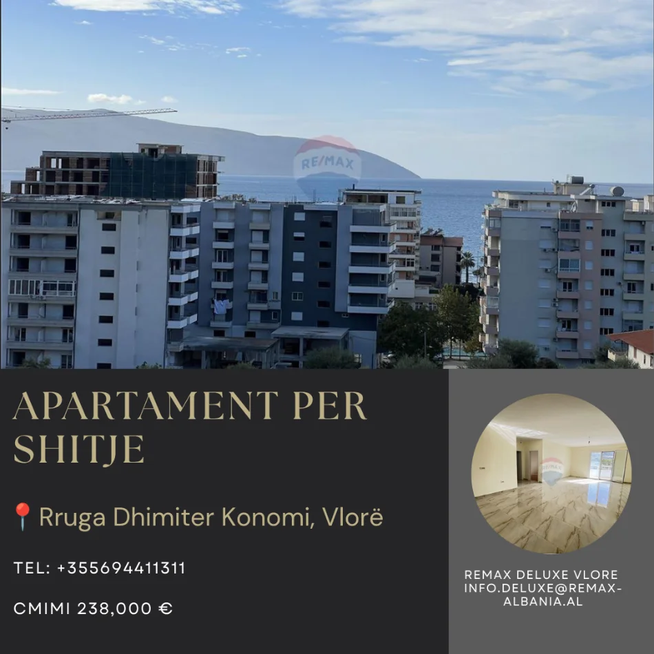 Vlore - Lungomare, shitet apartament 2+1 Kati 8, 124 m² 238.000 € (Rruga Dhimitër Konomi, Vlore)