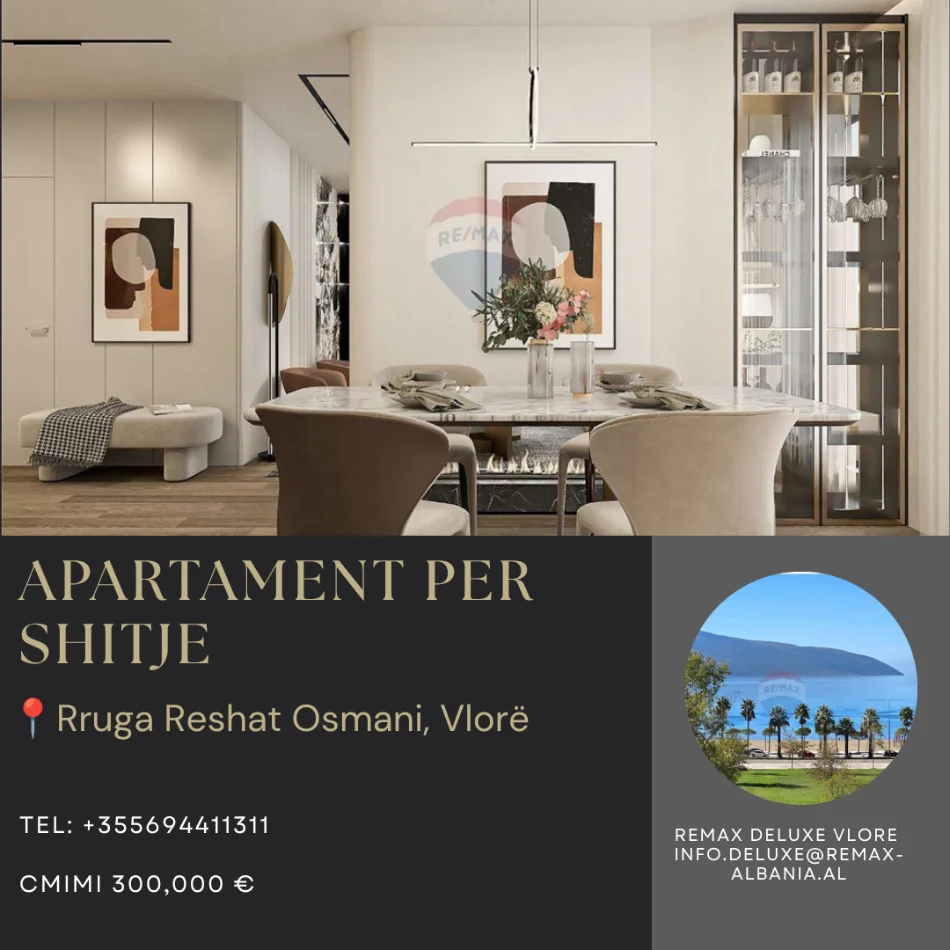 Vlore - Lungomare, shitet apartament 2+1 Kati 10, 137 m² 300.000 € (Rruga Reshat Osmani, Vlore)