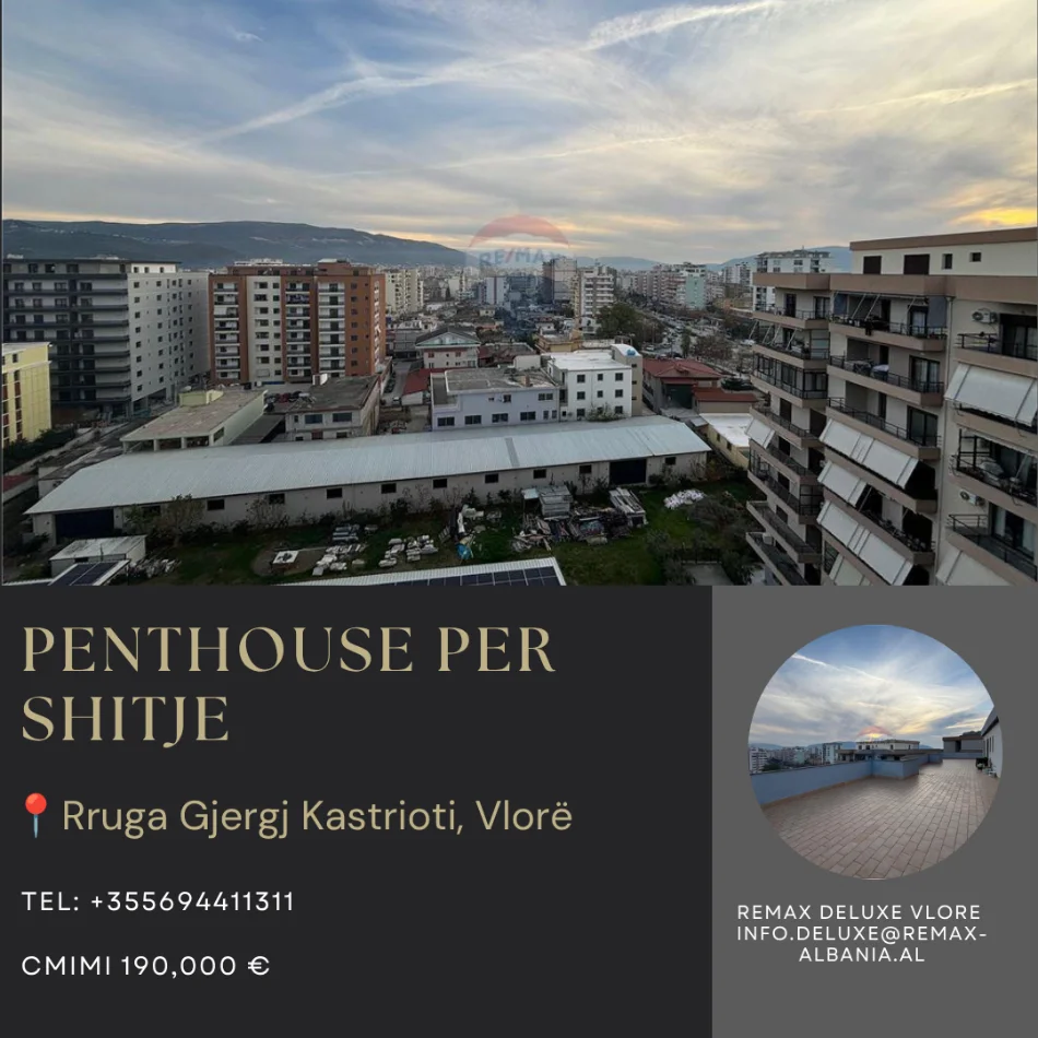 Vlore, shitet apartament+verande | Penthouse 2+1+Ballkon Kati 10, 277 m² 190.000 € (Rruga Gjergj Kastrioti (Transballkanike), Vlorë)