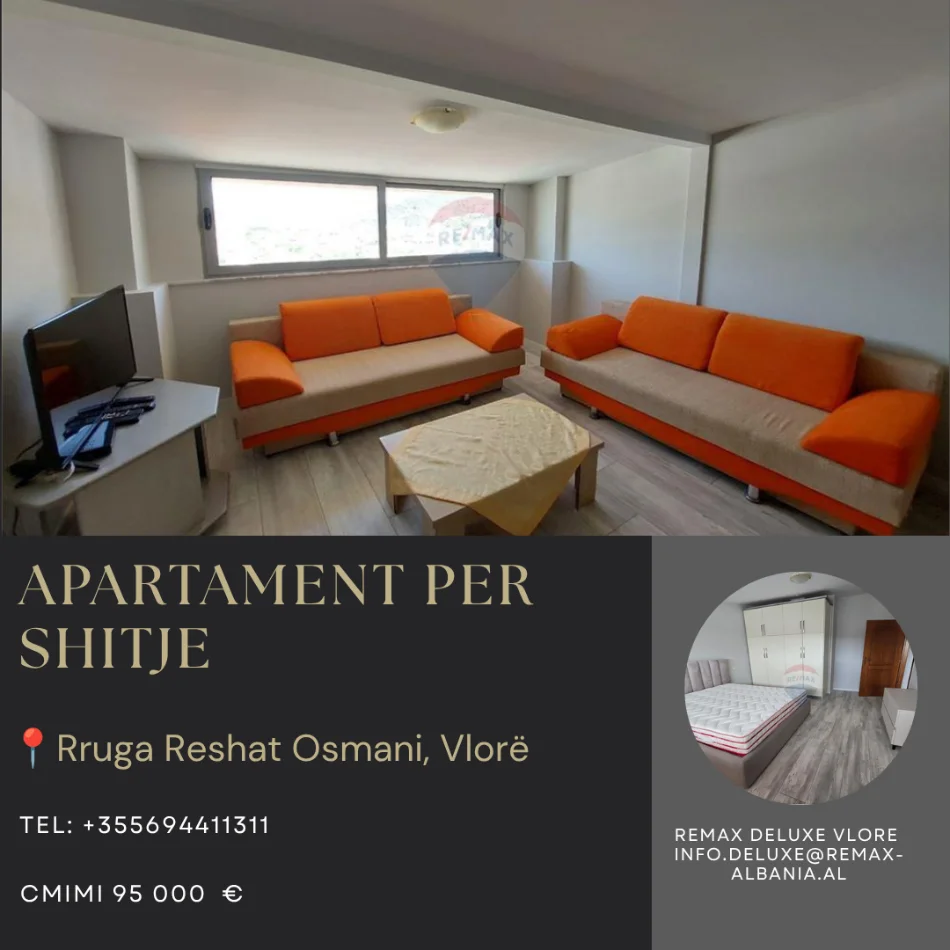Vlore - Lungomare, shitet apartament 1+1 Kati 7, 58 m² 95.000 € (Lungomare, Vlorë)