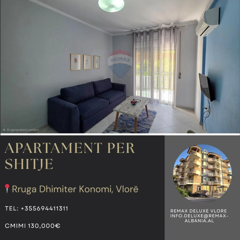 Vlore - Lungomare, shitet apartament 1+1+Ballkon Kati 2, 60 m² 130.000 € (Rruga Dhimitër Konomi, Vlore)