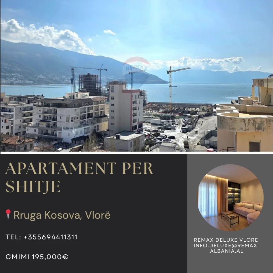 Vlore, shitet apartament 1+1 Kati 10, 85 m² 195.000 € (Rruga Kosova, Vlore)