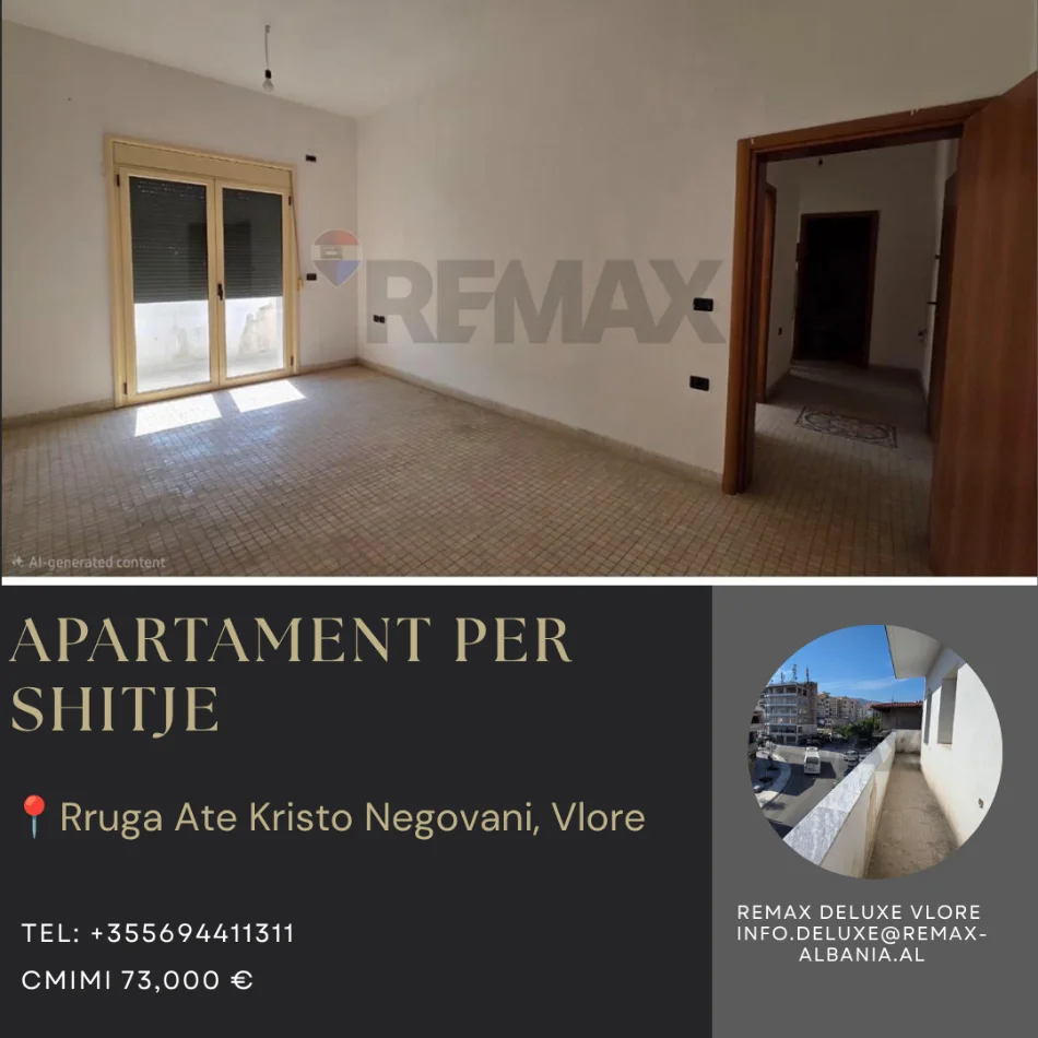 Vlore, shitet apartament 2+1 Kati 2, 77 m² 73.000 € (Rruga Ate Kristo Negovani, Vlore)