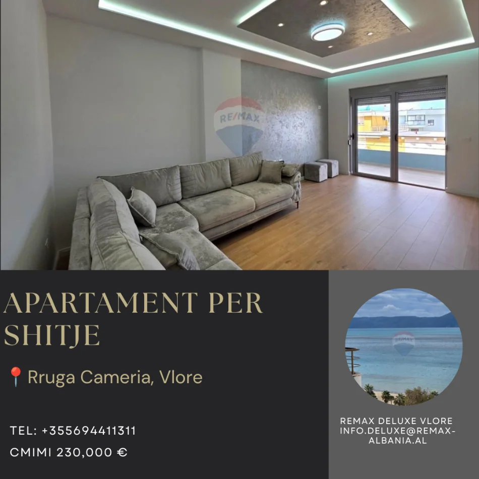 Vlore - Lungomare, shitet apartament 2+1 Kati 9, 98 m² 230.000 € (Rruga Cameria, Lungomare, Vlore)