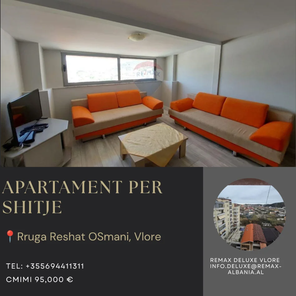 Vlore - Lungomare, shitet apartament 1+1 Kati 7, 58 m² 95.000 € (Rruga Reshat Osmani, Vlore)